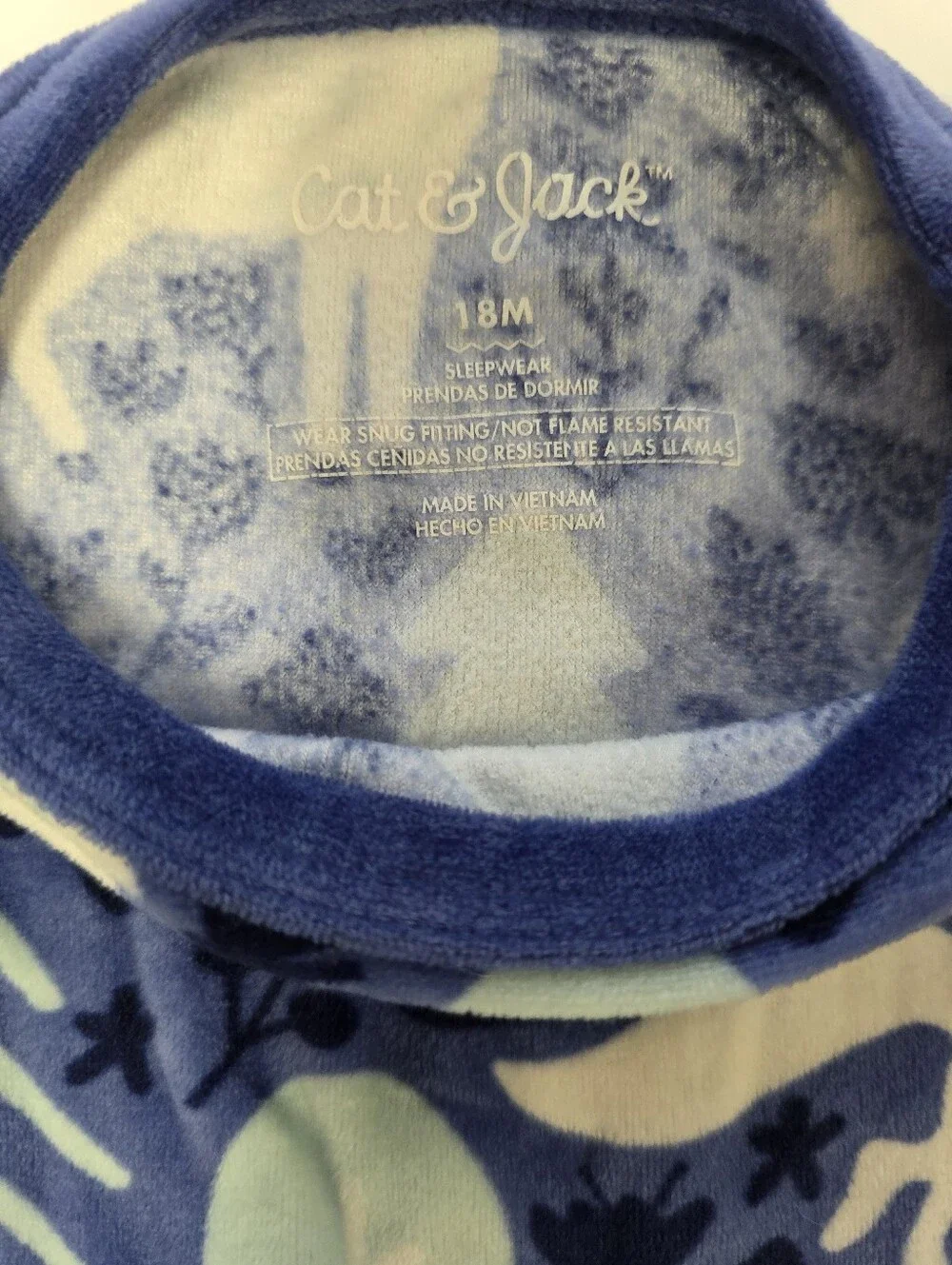 Cat & Jack Blue and Light Blue Velour Toddler Pajama Set